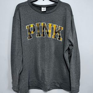 PINK Victoria's Secret Charcoal Gray Sweater with Yellow Accents